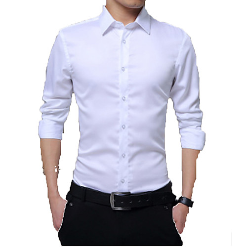 

Men's Solid Colored Shirt - Linen Business Basic Daily Work Weekend White / Black / Red / Navy Blue / Light Blue / Long Sleeve