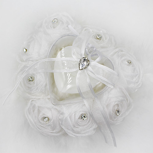

Rhinestone / Floral Lace Ring Pillow Heart All Seasons