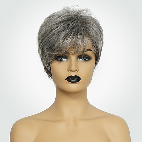 

Human Hair Capless Wigs Human Hair Natural Straight Pixie Cut / Short Hairstyles 2019 Fashionable Design / New Design / Comfortable Blonde / Brown Short Capless Wig Women's / Natural Hairline