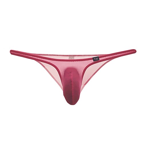 

Men's Mesh Sexy Briefs Underwear - Normal, Solid Colored Low Waist Black White Blushing Pink M L XL / Club