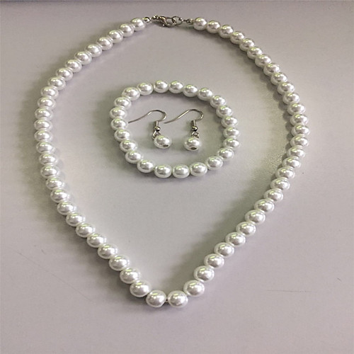 

Women's Pearl Jewelry Set Beaded Necklace Necklace / Earrings Ladies Elegant Bridal everyday Pearl Earrings Jewelry White For Wedding Party