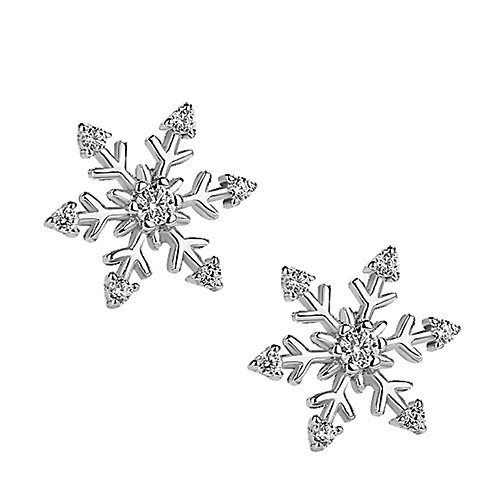 

Women's Stud Earrings 3D Snowflake Ladies Stylish Simple Silver Plated Imitation Diamond Earrings Jewelry Silver For Christmas Daily 1 Pair