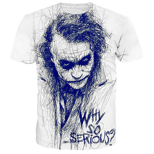 

Men's Plus Size Graphic Portrait Print T-shirt - Cotton Basic Street chic Daily Round Neck White / Summer / Short Sleeve