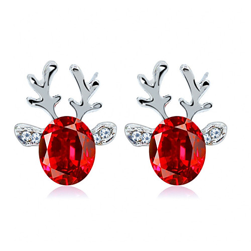 

Women's Crystal Earrings Solitaire Elk Ladies Simple Fashion European Earrings Jewelry Red / Blue / White For Christmas Daily 1 Pair