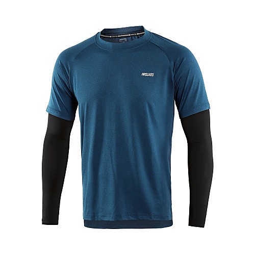 

Arsuxeo Men's Long Sleeve Running Shirt 2 in 1 Patchwork Tee Tshirt Top Elastane Quick Dry Soft Reflective Strips Yoga Fitness Gym Workout Running Bodybuilding Sportswear Dark Grey Army Green Blue