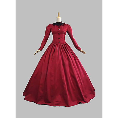 

Maria Antonietta Victorian Medieval 18th Century Vacation Dress Dress Party Costume Masquerade Ball Gown Women's Lace Cotton Costume Red Vintage Cosplay Party Prom Long Sleeve Long Length Ball Gown