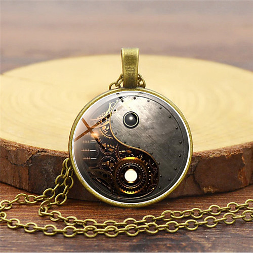 

Men's Pendant Necklace Retro yin yang Vintage Chinoiserie Steampunk Kinetic Glass Alloy Black Gold Silver 455 cm Necklace Jewelry 1pc For Masquerade Professional