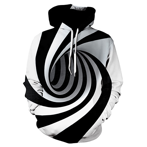 

Men's Plus Size Hoodie Striped Color Block 3D Hooded Basic Hoodies Sweatshirts Black