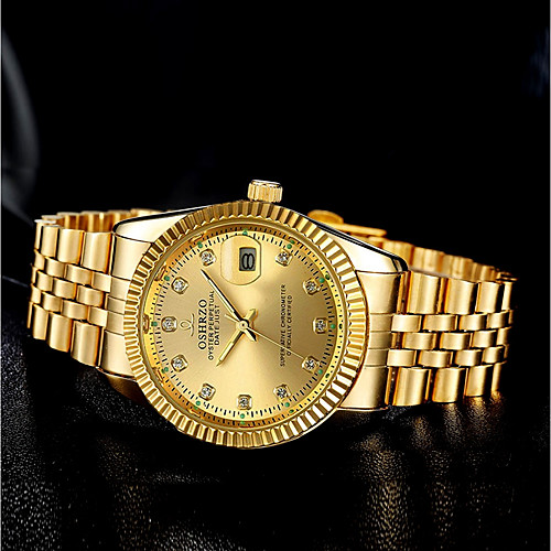 

Men's Wrist Watch Quartz Stainless Steel Gold Chronograph Luminous New Design Analog Luxury Elegant - Black White Gold One Year Battery Life