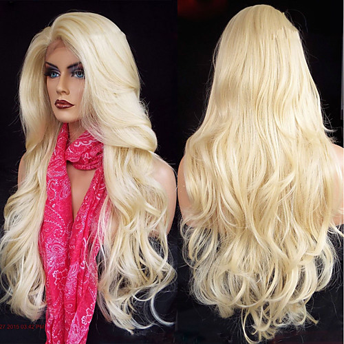 

Synthetic Wig Synthetic Lace Front Wig Wavy Body Wave Minaj Layered Haircut Lace Front Wig Blonde Long Light Blonde Synthetic Hair 26 inch Women's Soft Adjustable Heat Resistant Blonde Modernfairy