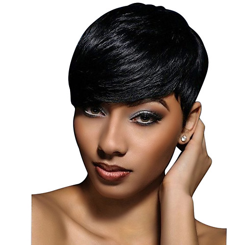 

Human Hair Wig Short Wavy Natural Wave Pixie Cut Short Hairstyles 2019 With Bangs Berry Natural Wave Short African American Wig For Black Women Women's Black#1B Strawberry Blonde / Light Blonde