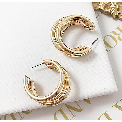 

Women's Hoop Earrings Layered Stacking Stackable Ladies Simple European Fashion Earrings Jewelry Silver / Golden For Causal Daily 1 Pair