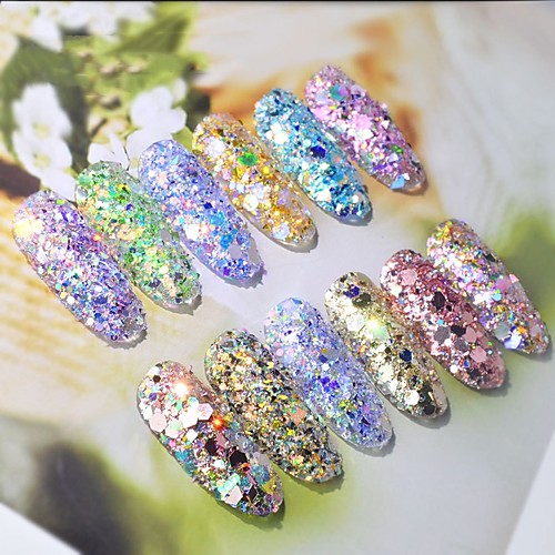 

1 pcs Classic / Color-Changing Glitter Glitter Powder Sequins For Finger Nail Romantic Series nail art Manicure Pedicure Daily / Black Tie Gala Korean / Fashion