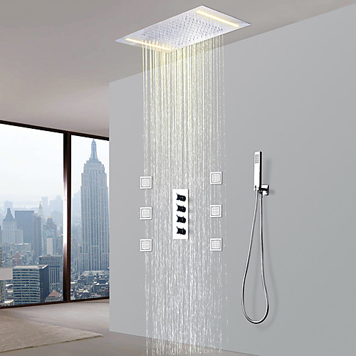 

Shower Set Set - Rain Shower Contemporary Chrome Ceramic Valve Bath Shower Mixer Taps / Brass / Four Handles Five Holes