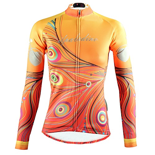 

ILPALADINO Women's Long Sleeve Cycling Jersey Winter Fleece Elastane Yellow Peacock Bike Top Mountain Bike MTB Road Bike Cycling Fleece Lining Breathable Quick Dry Sports Clothing Apparel