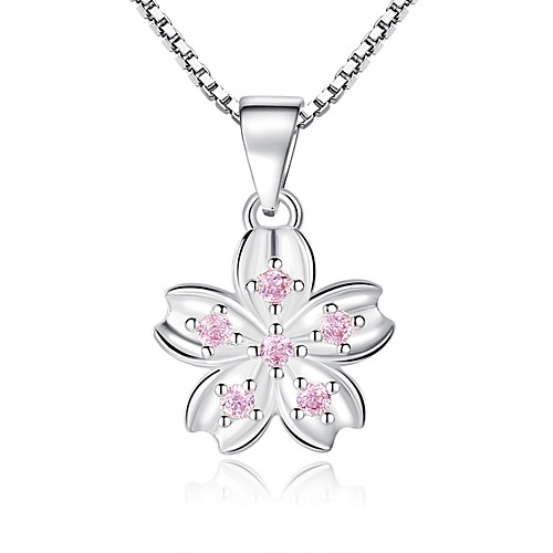 

Women's Pendant Necklace Classic Flower Ladies Elegant Rhinestone Alloy Silver 45 cm Necklace Jewelry 1pc For Gift Festival