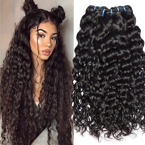 

3 Bundles Water Wave Human Hair Unprocessed Human Hair 150 g Wig Accessories Natural Color Hair Weaves / Hair Bulk Hair Care 8-28 inch Natural Color Human Hair Weaves Extender Soft Silky Human Hair