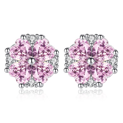 

Women's Amethyst Stud Earrings Classic Flower Ladies Cute Druzy Rhinestone Earrings Jewelry Silver For Christmas Daily 1 Pair