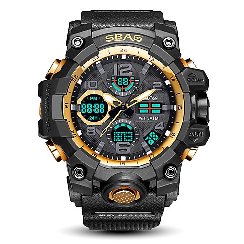 

Men's Sport Watch Digital Watch Japanese Digital Quilted PU Leather Black / Green / Grey 30 m Water Resistant / Waterproof Calendar / date / day Chronograph Analog - Digital Sparkle Fashion - Black