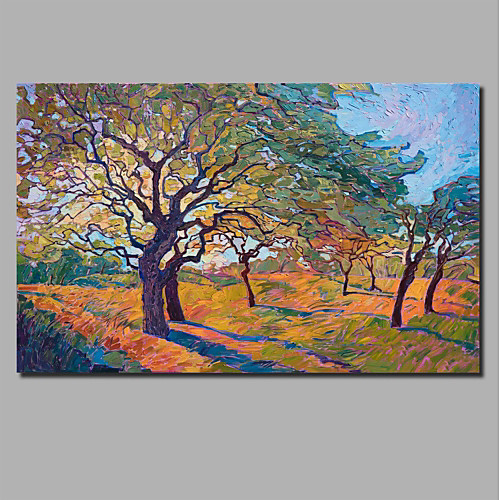

Oil Painting Hand Painted - Abstract Landscape Comtemporary Modern Stretched Canvas / Rolled Canvas