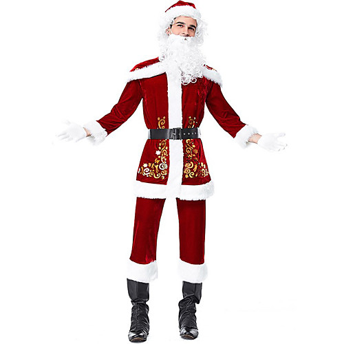 

Cosplay Costume Santa Clothes Teen Adults' Men's Christmas Christmas New Year Festival / Holiday Terylene Red Men's Easy Carnival Costumes Holiday / Shawl / More Accessories / Hat / Waist Belt