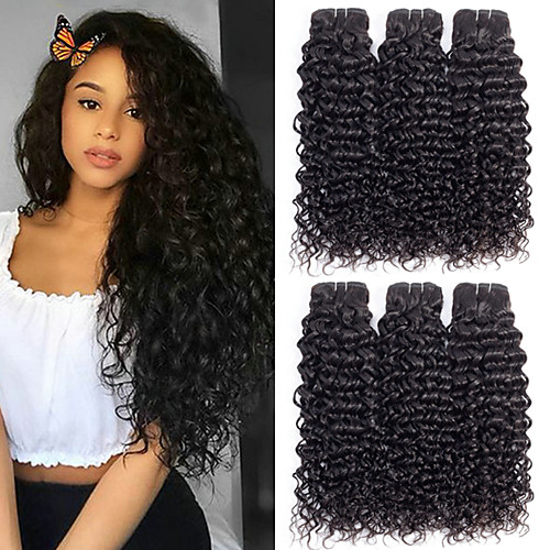 

6 Bundles Brazilian Hair Water Wave Virgin Human Hair 300 g Human Hair Extensions 8-28 inch Natural Color Human Hair Weaves Silk Base Hair For Black Women 100% Virgin Human Hair Extensions / 10A