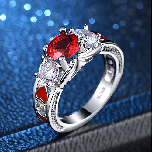 

Women's Statement Ring Ring Synthetic Ruby 1pc Silver Copper Platinum Plated Imitation Diamond Four Prongs Ladies Sweet Lolita Korean Evening Party Carnival Jewelry Vintage Style 3 stone Past Present