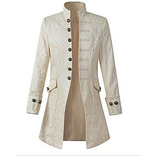 

Men's Daily Street chic Plus Size Long Coat, Solid Colored Stand Long Sleeve Polyester Black / White