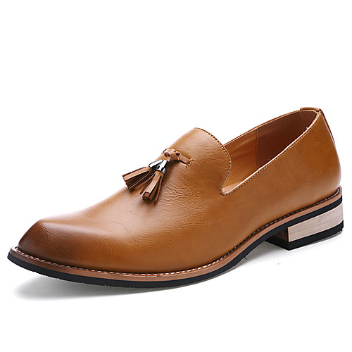

Men's Spring / Summer Business / Casual Wedding Daily Loafers & Slip-Ons Walking Shoes Faux Leather Non-slipping Wear Proof Light Brown / Black / Burgundy / Tassel / Tassel