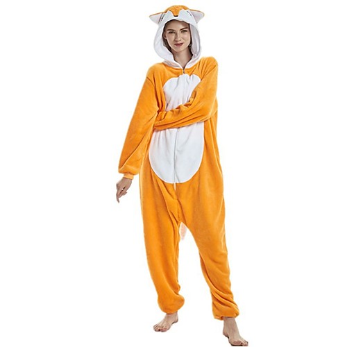 

Adults' Kigurumi Pajamas Fox Onesie Pajamas Flannel Fabric Orange Cosplay For Men and Women Animal Sleepwear Cartoon Festival / Holiday Costumes / Leotard / Onesie / Leotard / Onesie