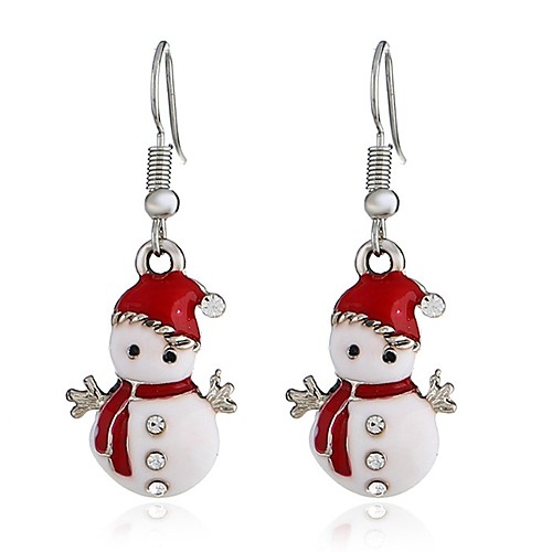 

Women's Drop Earrings Long 3D Ladies Sweet Rhinestone Earrings Jewelry Silver For Christmas 1 Pair