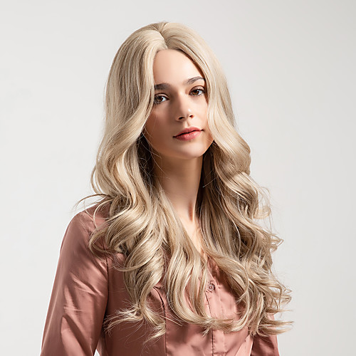 

Synthetic Wig Deep Wave Middle Part Wig Blonde Medium Length Light golden Synthetic Hair 24 inch Women's New Arrival Natural Hairline curling Blonde MAYSU
