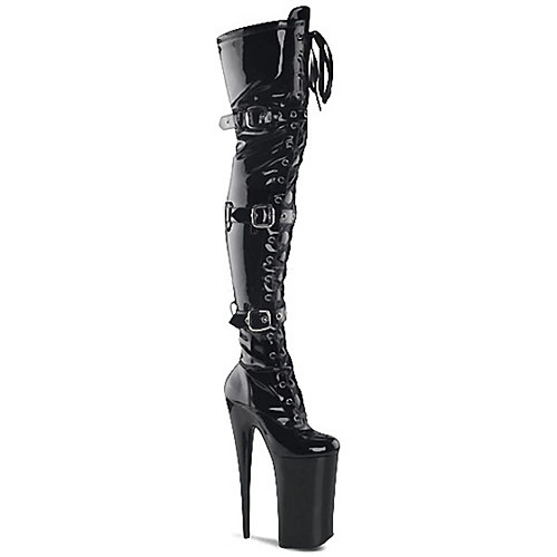 

Women's Cosplay Boots Sexy Boots Stiletto Heel Boots Platform Stiletto Heel Closed Toe Crotch High Boots Sexy Party & Evening Patent Leather Leatherette Buckle Solid Colored White Black Gray