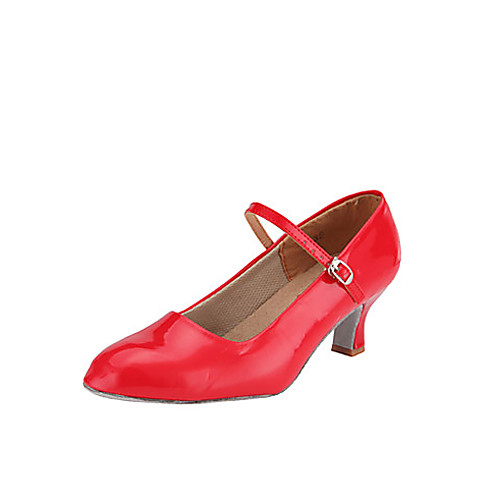

Women's Modern Shoes Ballroom Shoes Heel Buckle Flared Heel Black Red Silver Buckle