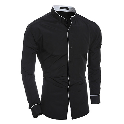 

Men's Shirt Solid Colored Long Sleeve Daily Tops Business Basic White Black Gray