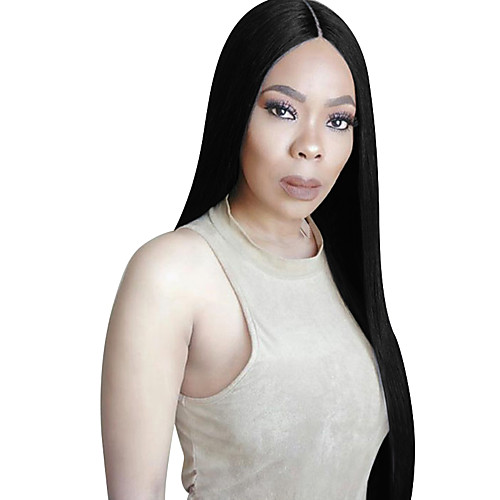 

Human Hair Lace Front Wig Kardashian style Brazilian Hair Straight Natural Black Wig 130% Density with Baby Hair Women's Long Human Hair Lace Wig