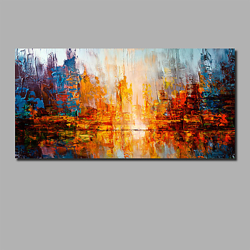 

Oil Painting Hand Painted - Abstract Landscape Comtemporary Modern Stretched Canvas / Rolled Canvas