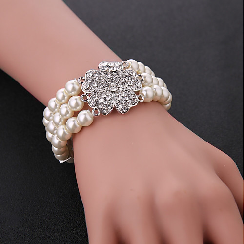 

The Great Gatsby Vintage 1920s Roaring 20s Cosplay Accessories Women's Multi Layer Rhinestones Costume Vintage Bracelet White Vintage Cosplay Party Prom Sleeveless / Bracelet & Bangle