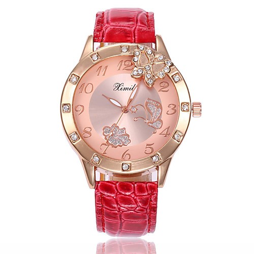 

Women's Wrist Watch Quartz Quilted PU Leather Black / White / Blue Casual Watch Analog Ladies Butterfly Fashion - Blue Pink Light Blue