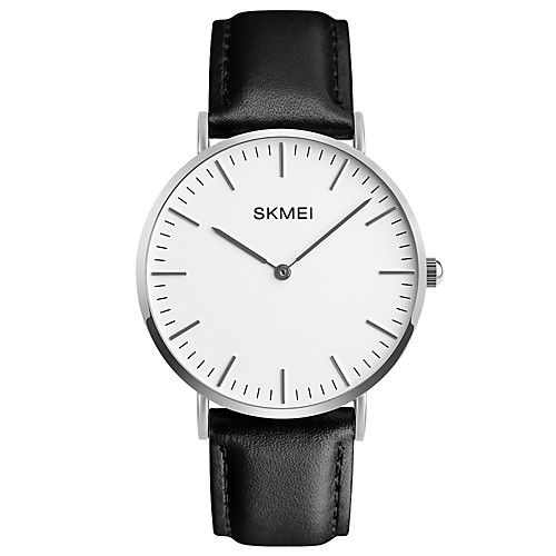 

SKMEI Men's Dress Watch Wrist Watch Quartz Genuine Leather Black 30 m Water Resistant / Waterproof New Design Casual Watch Analog Classic Fashion Minimalist - Black Silver One Year Battery Life