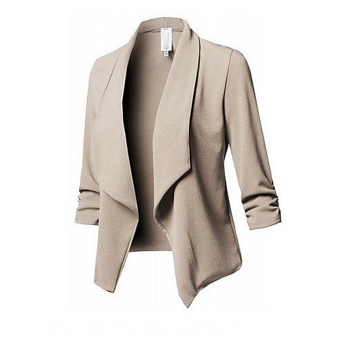 

Women's Blazer Solid Colored Basic Polyester Daily Plus Size Coat Tops White / Notch lapel collar