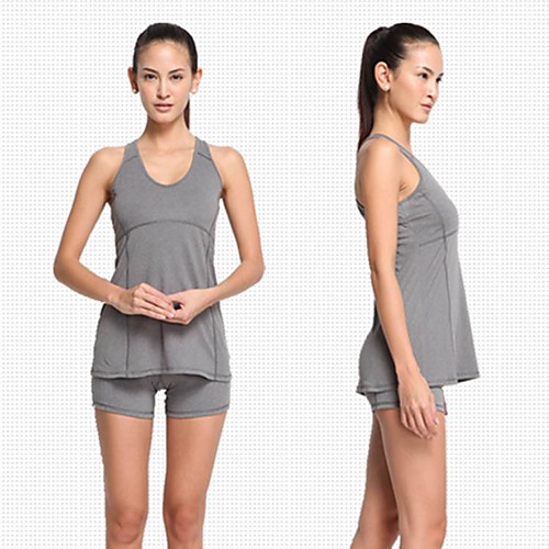 

LINEBREAK Women's Open Back Padded Tank Top Solid Color Zumba Yoga Fitness Vest / Gilet Sleeveless Activewear Lightweight Breathable Quick Dry Stretchy