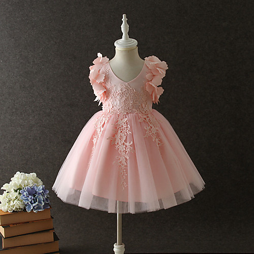 

Princess / A-Line Short Length / Medium Length Pageant Flower Girl Dresses - Cotton / Organza / Tulle Long Sleeve / Sleeveless V Neck with Solid / Tiered
