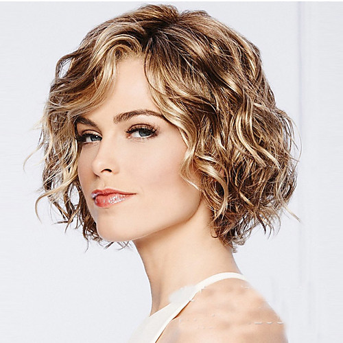 

Synthetic Wig Water Wave Bob Wig Blonde Short Light Blonde Synthetic Hair 12INCH Women's Adjustable Heat Resistant Classic Blonde