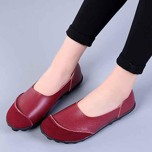 

Women's Flats Flat Heel Round Toe Leather Chinoiserie Walking Shoes Spring & Summer Black / Orange / Yellow