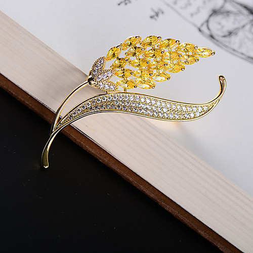 

Women's AAA Cubic Zirconia Brooches Classic Spike Ladies Korean 18K Gold Austria Crystal Brooch Jewelry Gold For Street