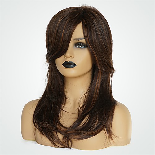 

Human Hair Wig Medium Length Natural Straight Side Part Brown Fashionable Design New Design Comfortable Capless Women's Brown 20 inch / Natural Hairline / Natural Hairline