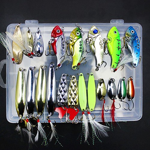 

21 pcs Lure kit Fishing Lures Spoons Vibration / VIB Easy to Carry Sinking Bass Trout Pike Sea Fishing Fly Fishing Bait Casting