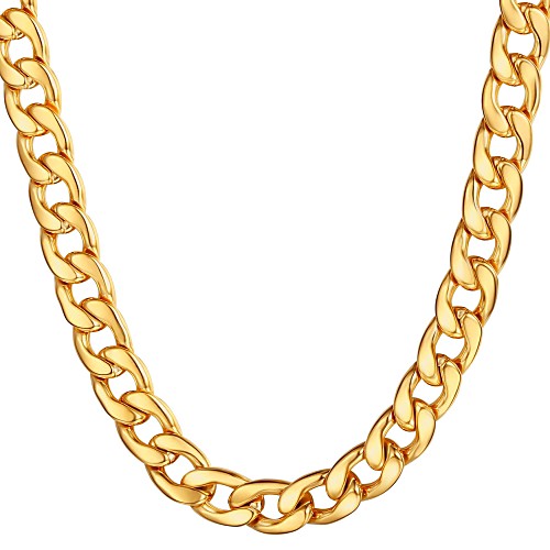 

Men's Chain Necklace Cuban Link Mariner Chain Hyperbole Fashion Hip Hop Stainless Steel Black Gold Silver 55 cm Necklace Jewelry 1pc For Gift Daily