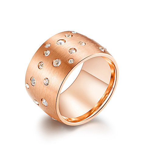 

Band Ring Cubic Zirconia Classic Rose Gold Black Silver Steel Stainless Ladies Stylish Vintage 1pc 7 8 9 10 11 / Women's